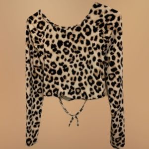 Cheetah Workout Crop Top Backless